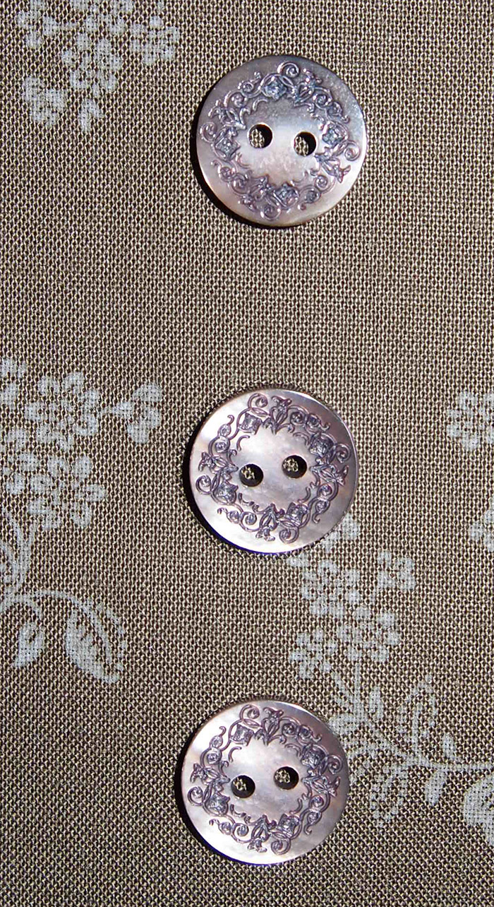 Perlmutt grau mit Muster 14mm