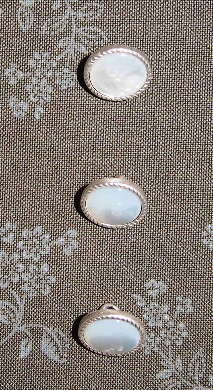 Perlmutt weiß mit Metallrand 12mm